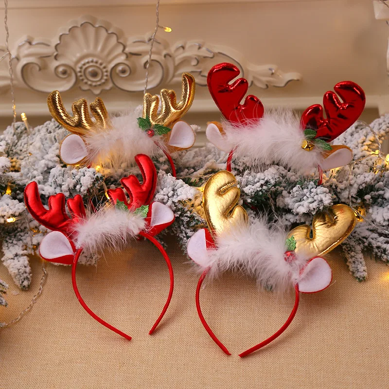 Reindeer Antlers Headband - Fashion Christmas Red Bows Headbands Women