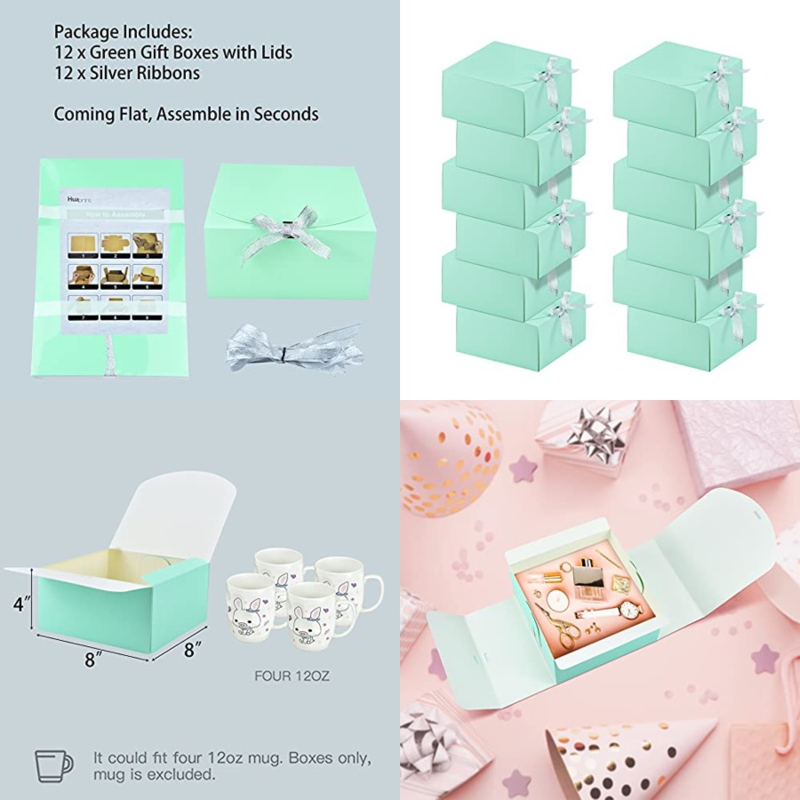 12 Sets Turquoise Green Gift B - Gift Box Wrap Set avaliação e preço