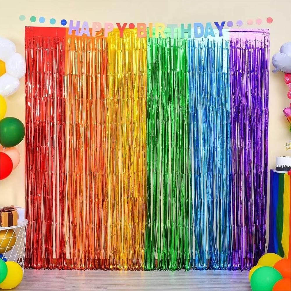 Party Backdrop Fringe Tinsel C - Tinsel Garland Decoration avaliação e preço