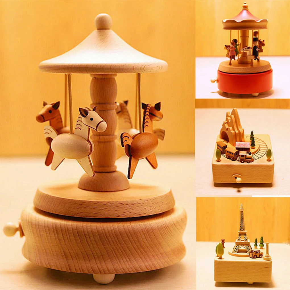 Wooden Carousel Music Box Orna - Snow Globe Musical avaliação e preço
