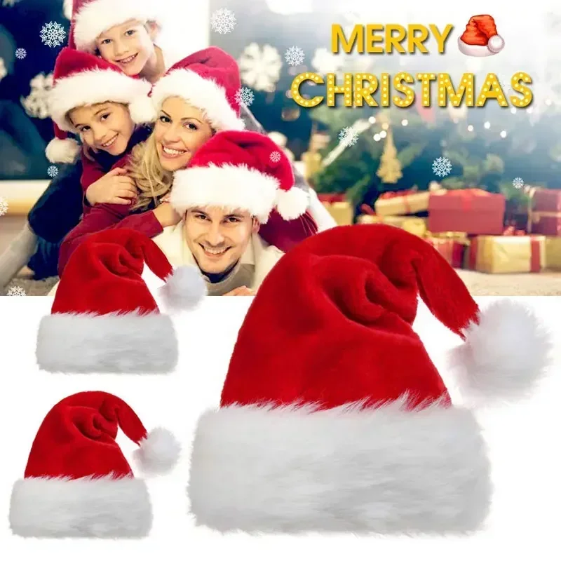5/1PCS Christmas Hat Plush Adu - Santa Hat Plush avaliação e preço