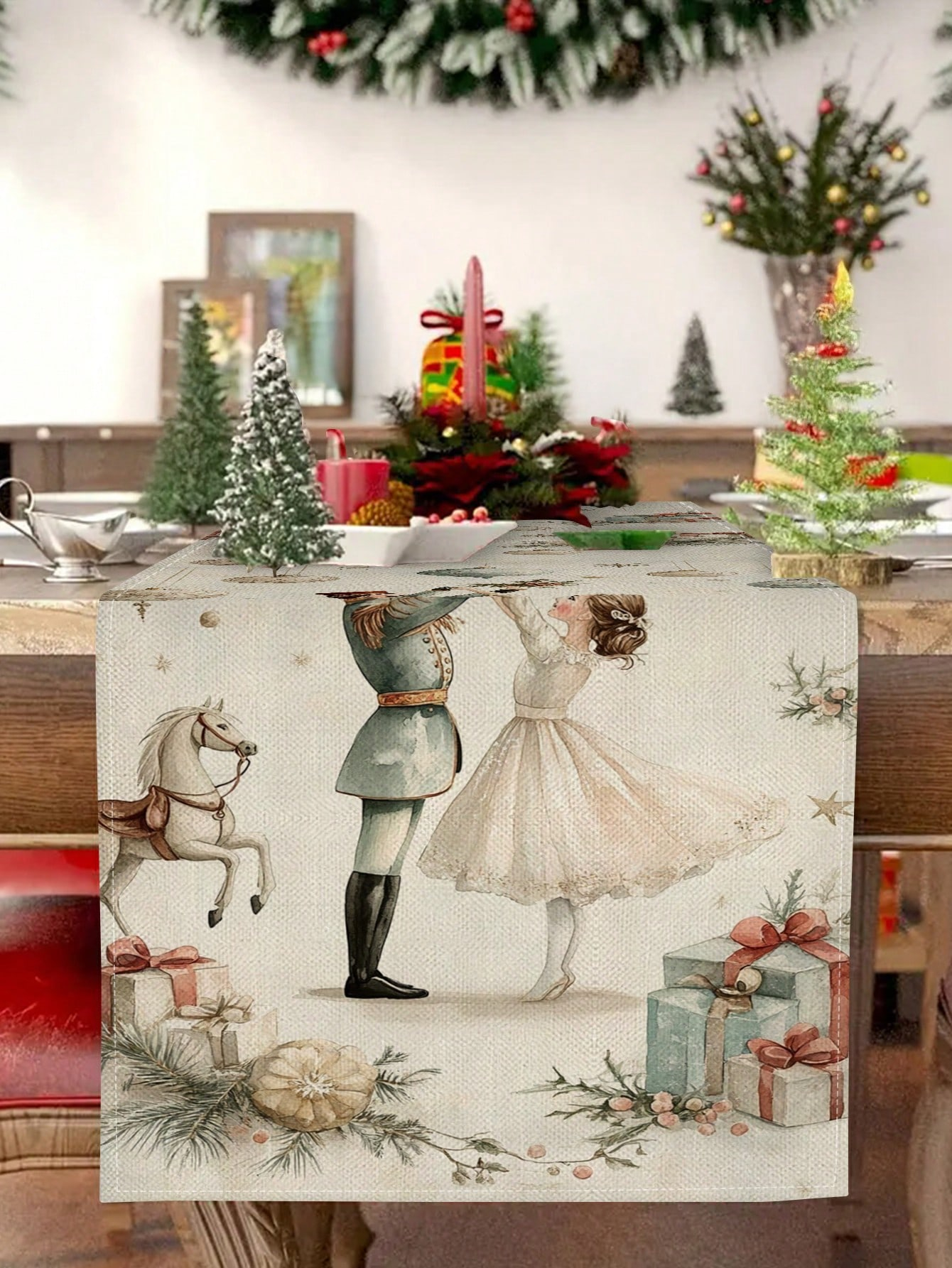 1pc Christmas Nutcracker & Bal - Christmas Table Runner avaliação e preço