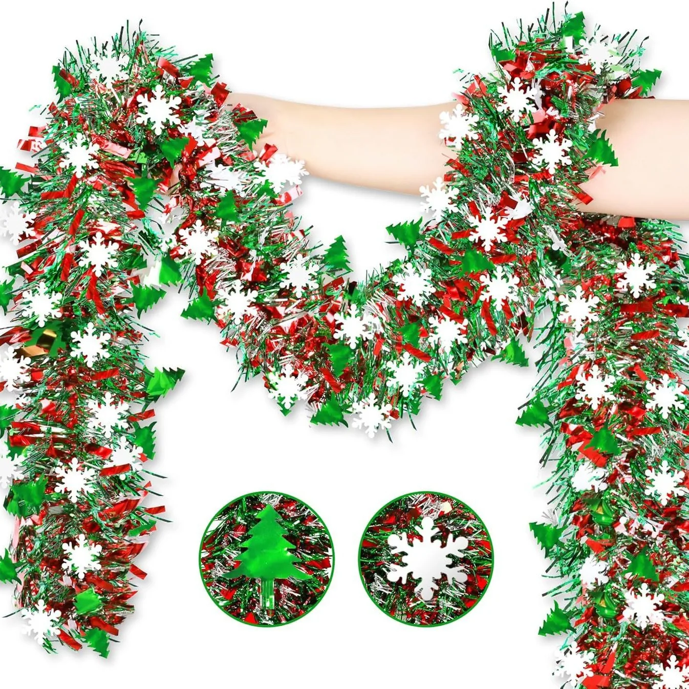 2M Christmas Snowflake Tinsel  - Tinsel Garland Decoration avaliação e preço