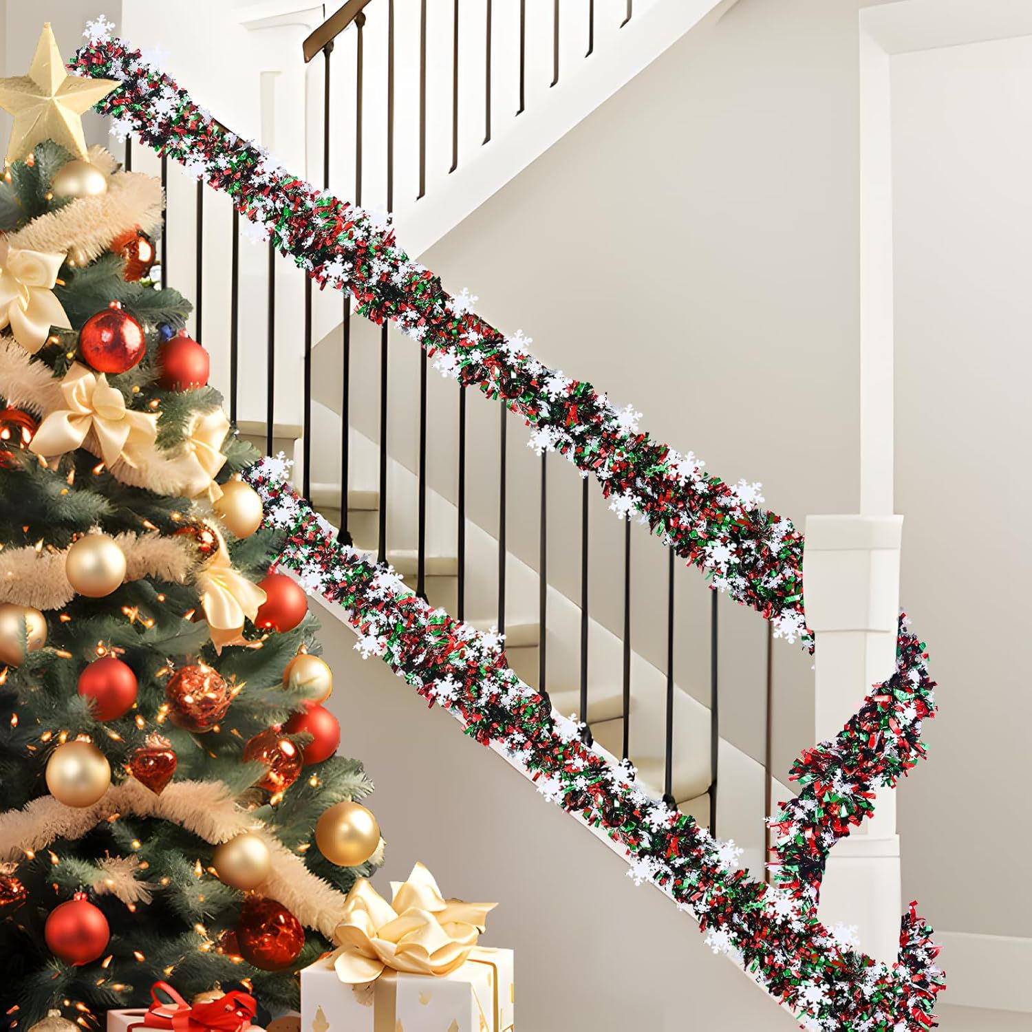 2M Christmas Snowflake Tinsel  - Tinsel Garland Decoration avaliação e preço