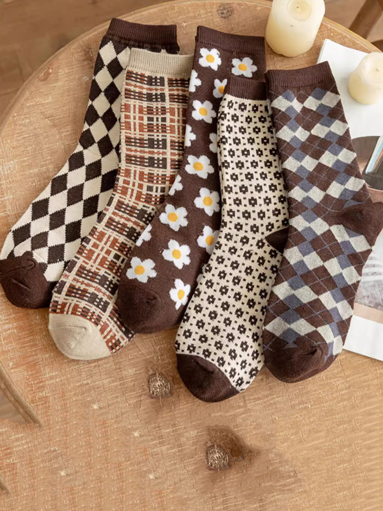5 Pairs Women  Argyle Comforta - Christmas Throw Blanket avaliação e preço