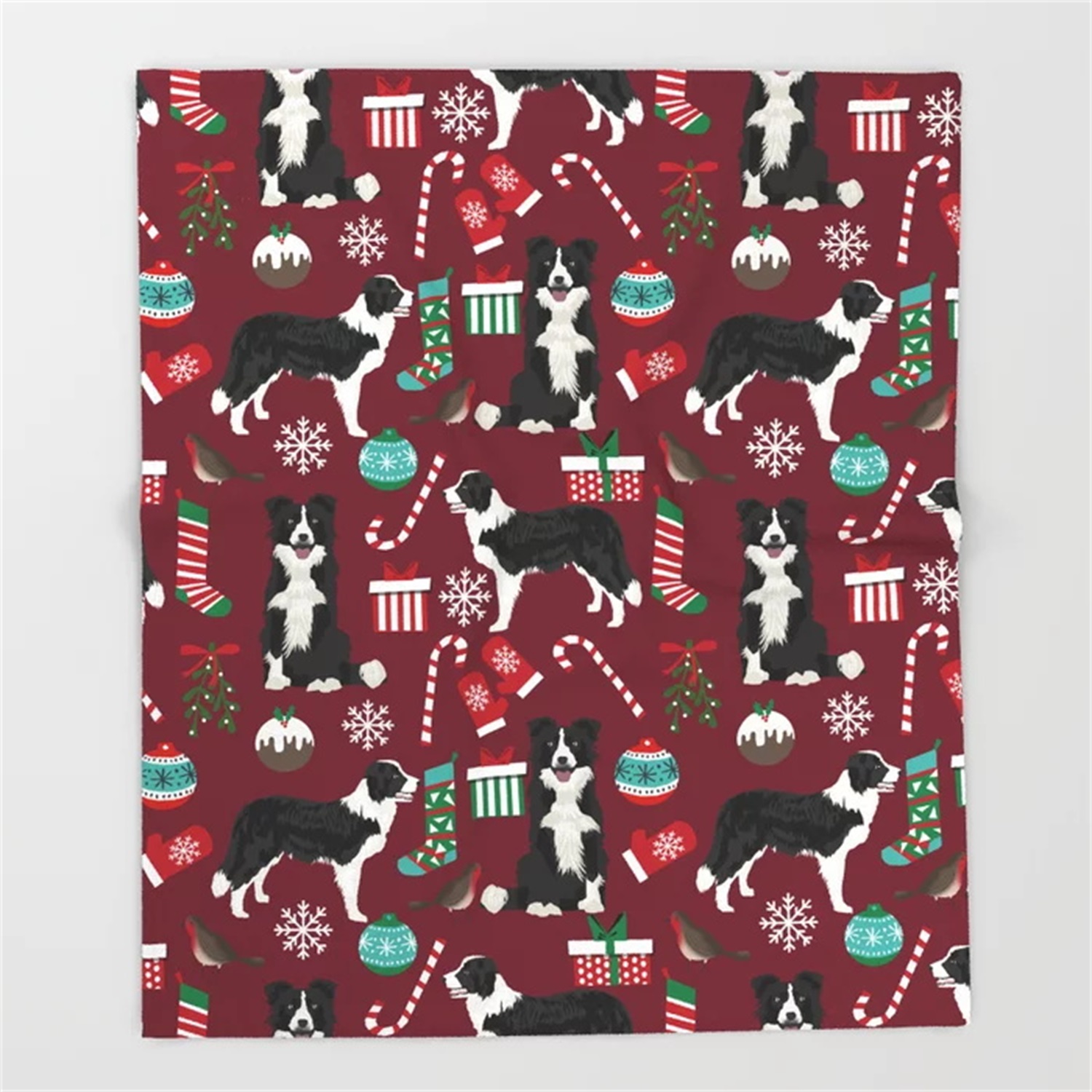 Border Collie Christmas Stocki - Christmas Throw Blanket avaliação e preço