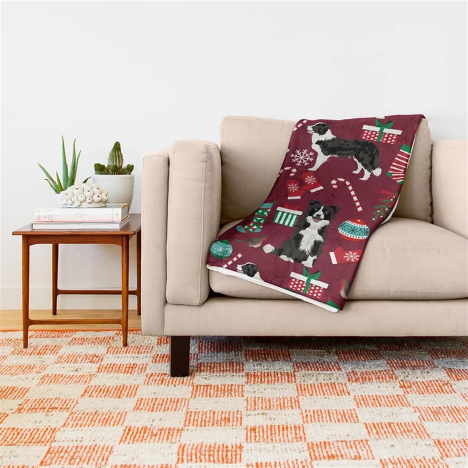 Border Collie Christmas Stocki - Christmas Throw Blanket avaliação e preço