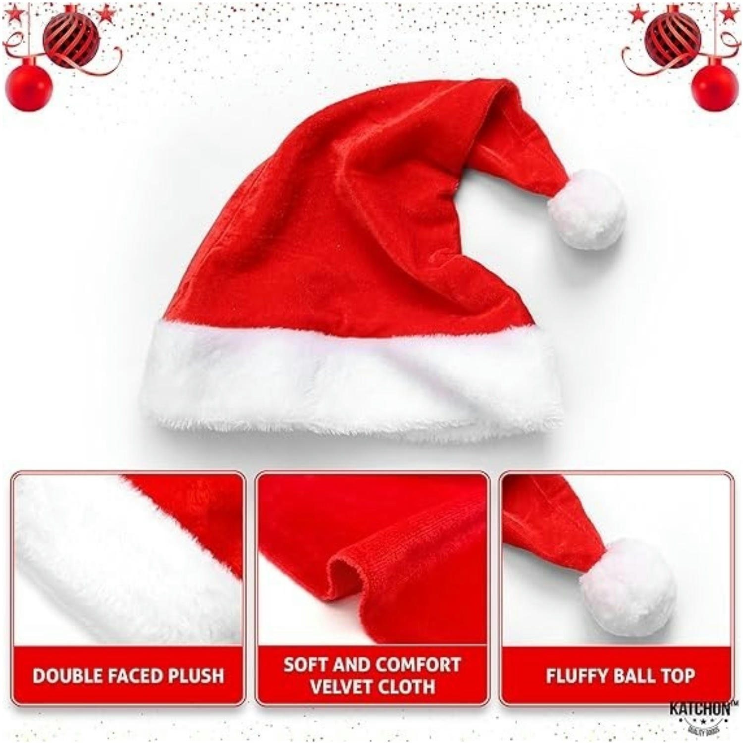Fluffy Red Santa Hats Set with - Santa Hat Plush avaliação e preço