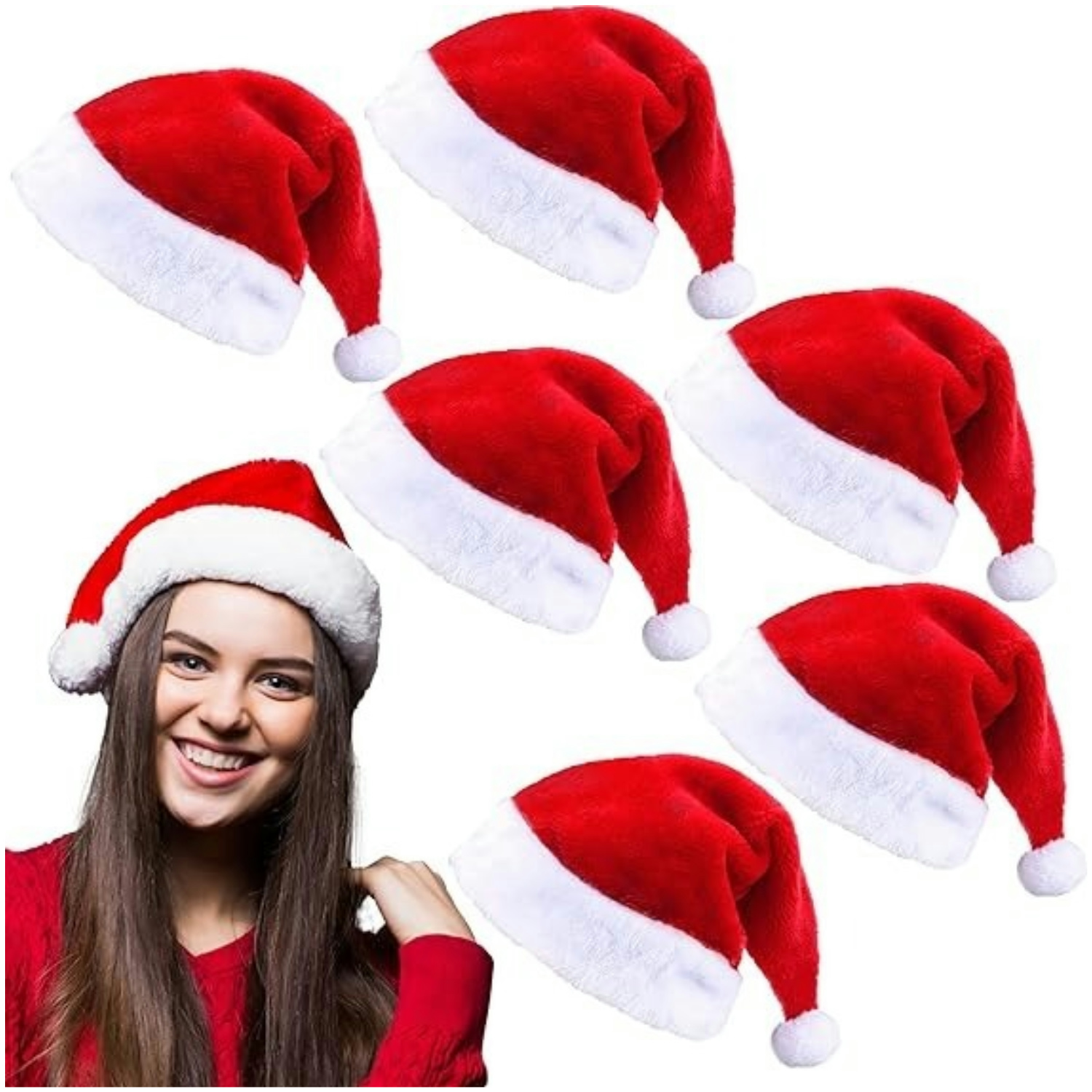 Fluffy Red Santa Hats Set with - Santa Hat Plush avaliação e preço