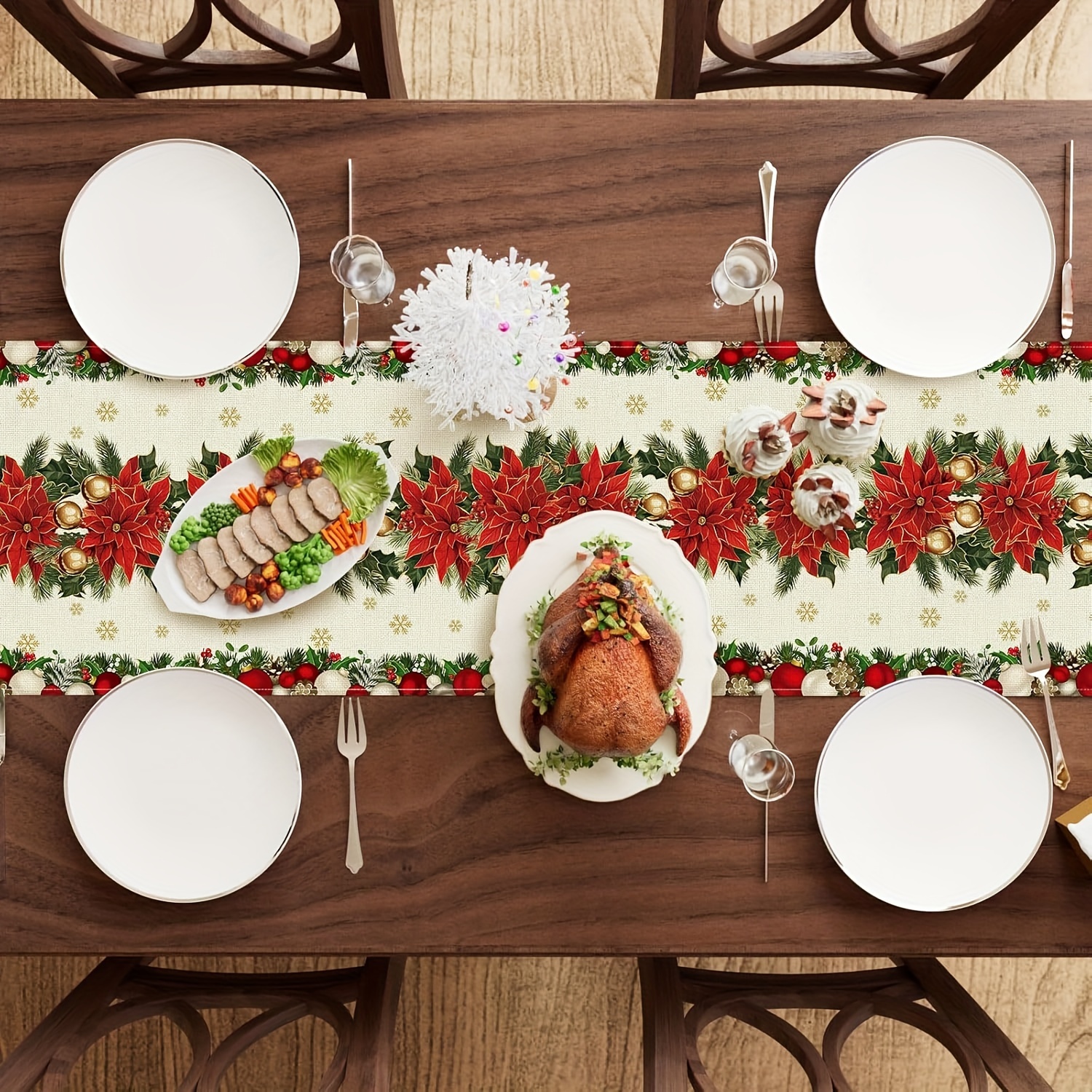 1pc Multi-Size Winter Floral T - Christmas Table Runner avaliação e preço