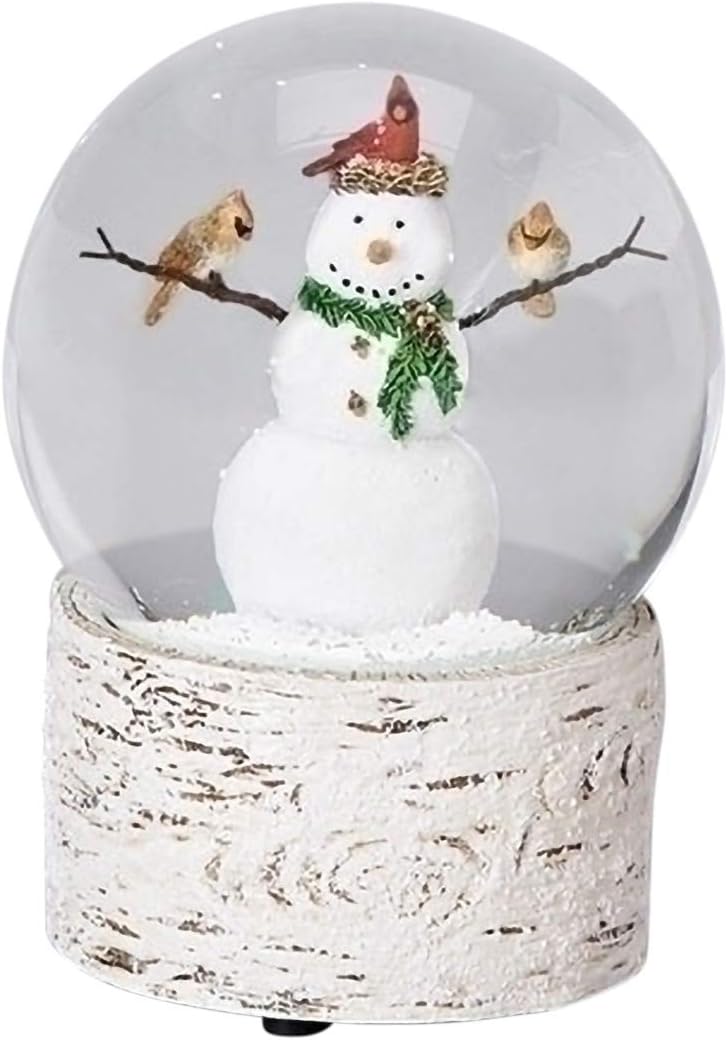 Snowman with Cardinal Friends  - Snow Globe Musical avaliação e preço