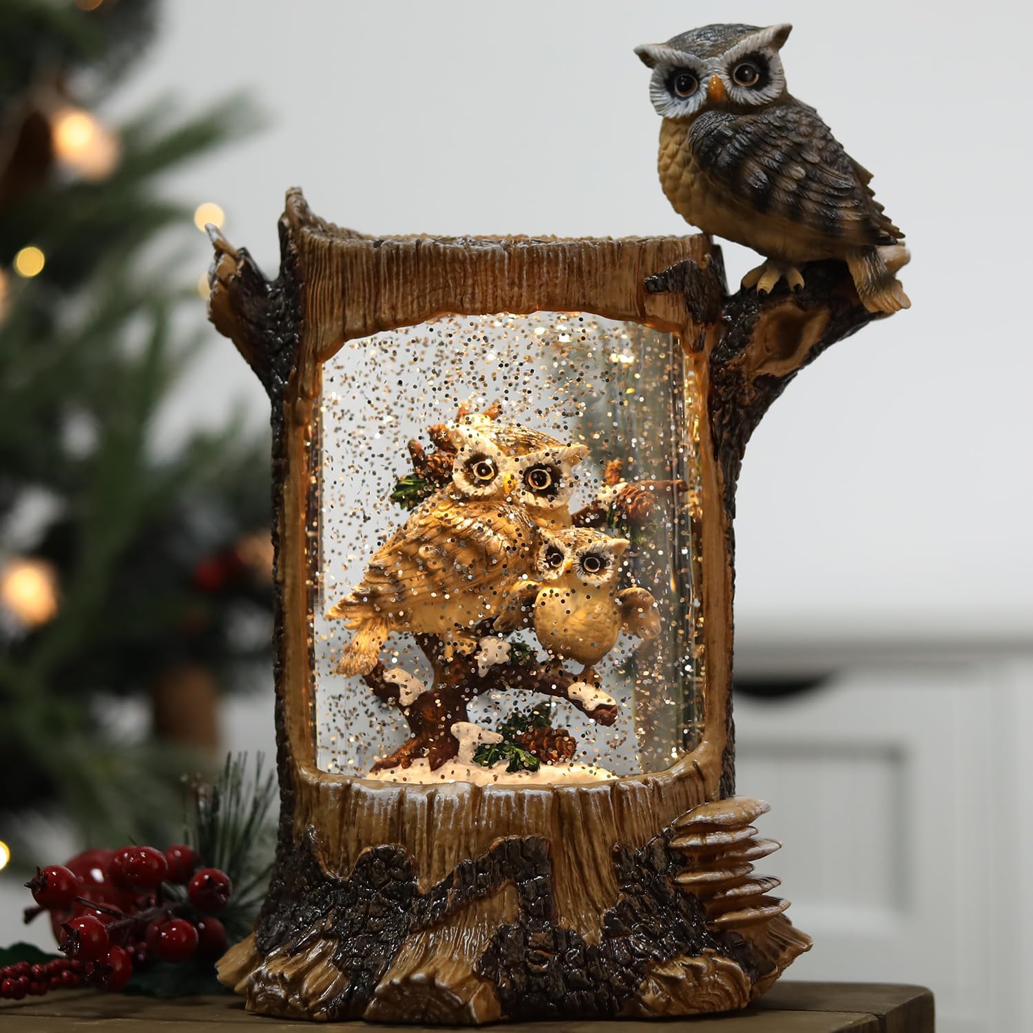 Christmas Owl Family Snow Glob - Snow Globe Musical avaliação e preço