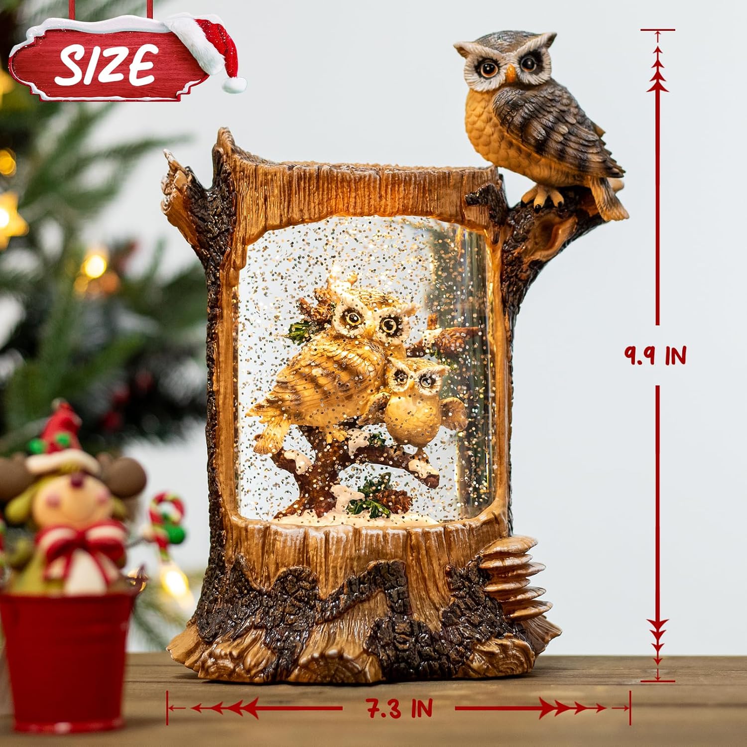 Christmas Owl Family Snow Glob - Snow Globe Musical avaliação e preço