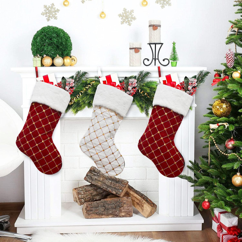 Christmas Stocking Soft Faux F - Christmas Stocking Hanging avaliação e preço