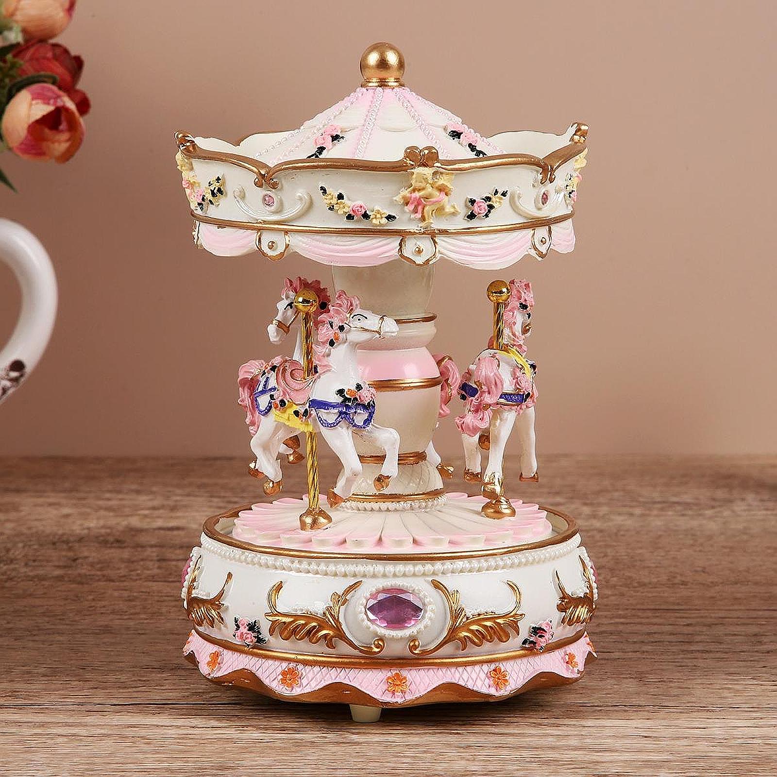 Handcrafted Resin Carousel Mus - Snow Globe Musical avaliação e preço