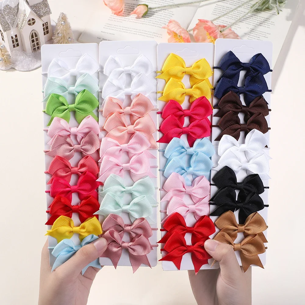 10Pcs Bows Elastic Hair rubber - Ribbon Bow Gift avaliação e preço