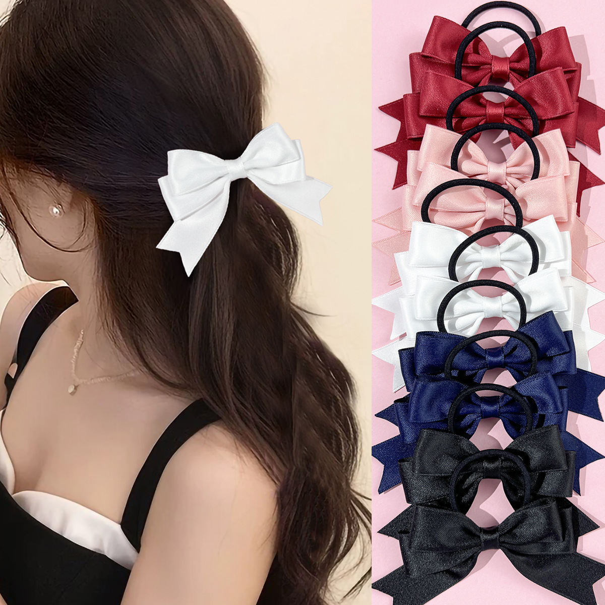 2 Pieces of Bow Hair Ties, Swe - Ribbon Bow Gift avaliação e preço