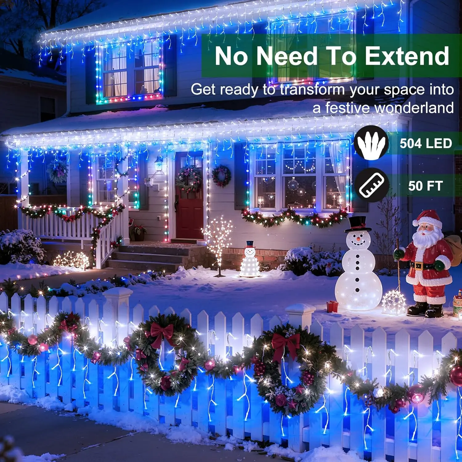 50ft 504 LED Icicle Lights, 12 - Led Fairy String Lights avaliação e preço