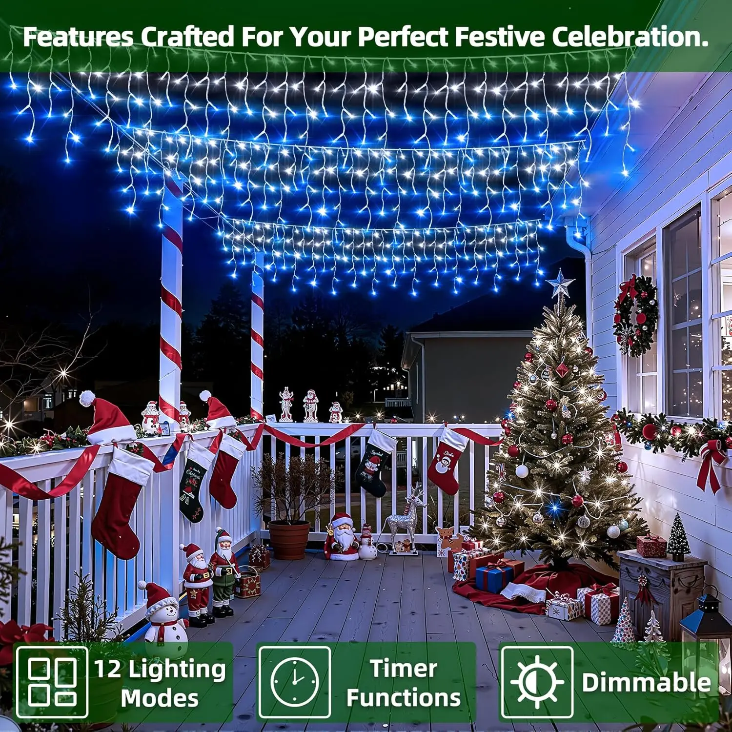 50ft 504 LED Icicle Lights, 12 - Led Fairy String Lights avaliação e preço