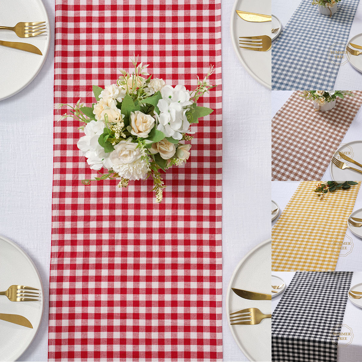 Rustic Plaid Cotton Table Runn - Christmas Throw Blanket avaliação e preço