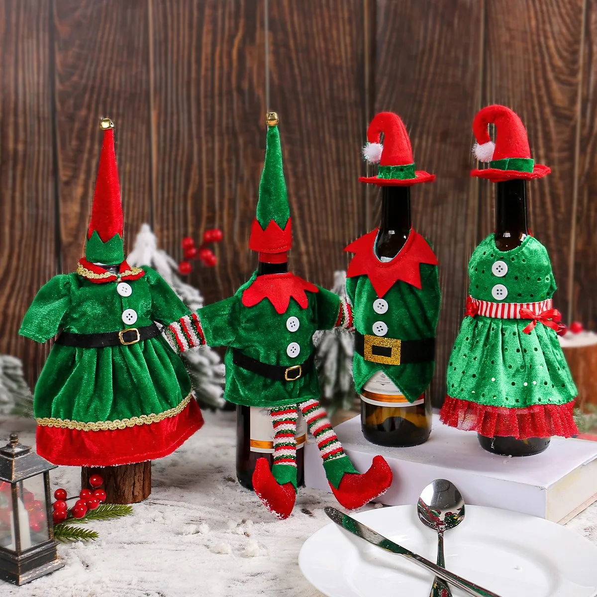 Christmas Cute Elf Wine Bottle - Elf Costume Christmas avaliação e preço