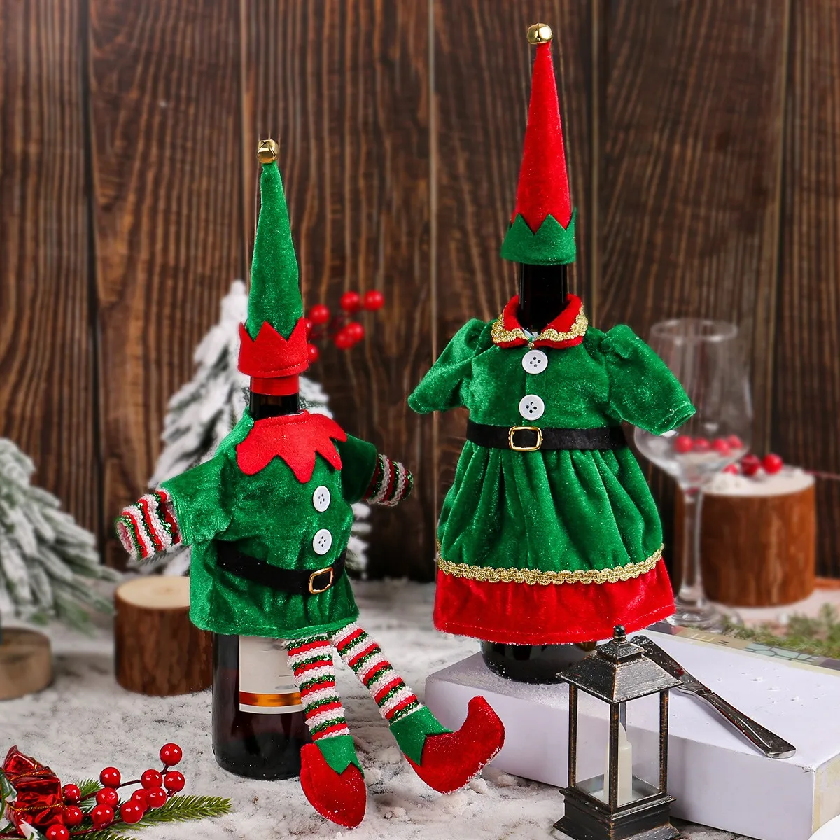 Christmas Cute Elf Wine Bottle - Elf Costume Christmas avaliação e preço