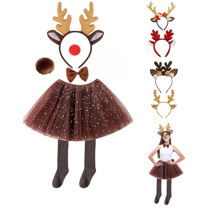 Reindeer Costume Set Tutu Skir - Reindeer Antlers Headband avaliação e preço