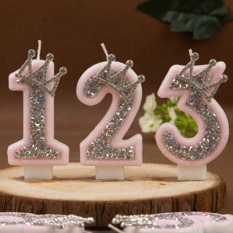 Digital Candles 0-9 Pink Silve - Holiday Candle Set avaliação e preço
