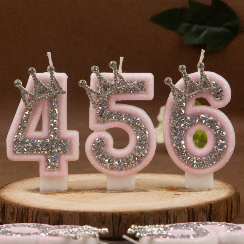 Digital Candles 0-9 Pink Silve - Holiday Candle Set avaliação e preço