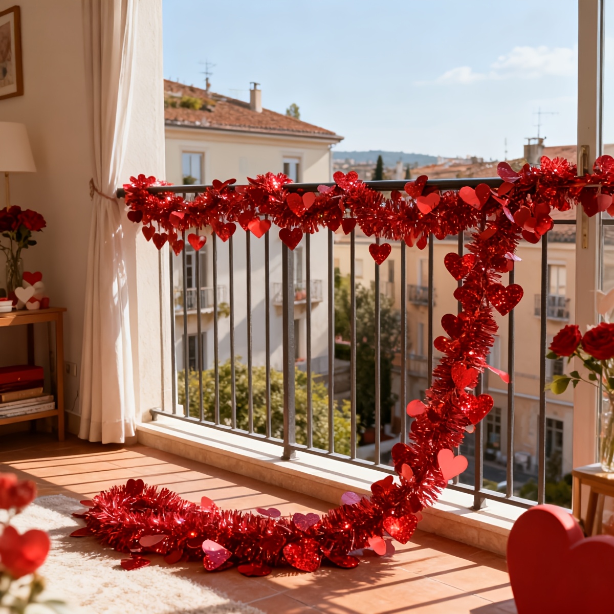 3pcs Red Heart Plastic Tinsel  - Tinsel Garland Decoration avaliação e preço