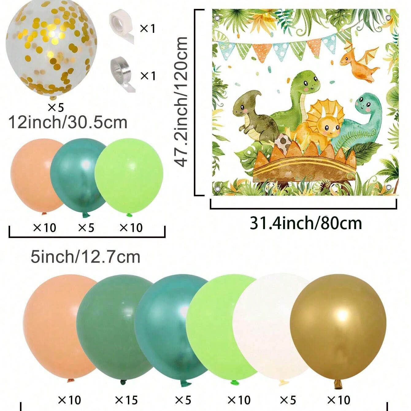 Dinosaur Balloon Set Arch for  - Tinsel Garland Decoration avaliação e preço