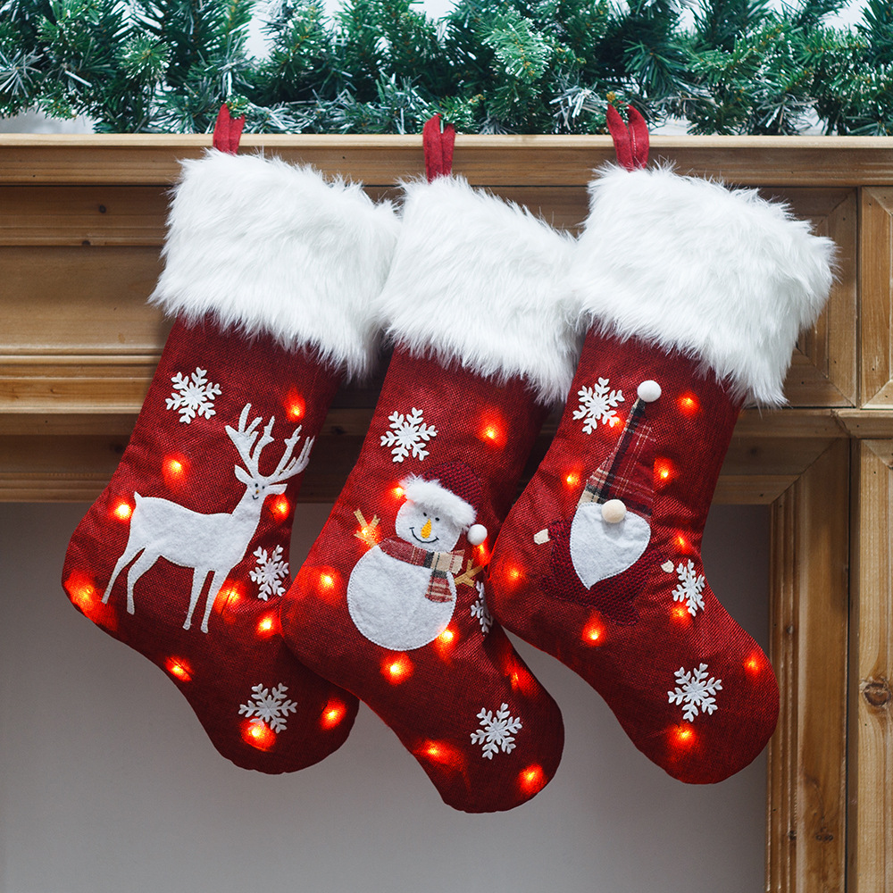 Christmas Socks With Led Light - Christmas Stocking Hanging avaliação e preço