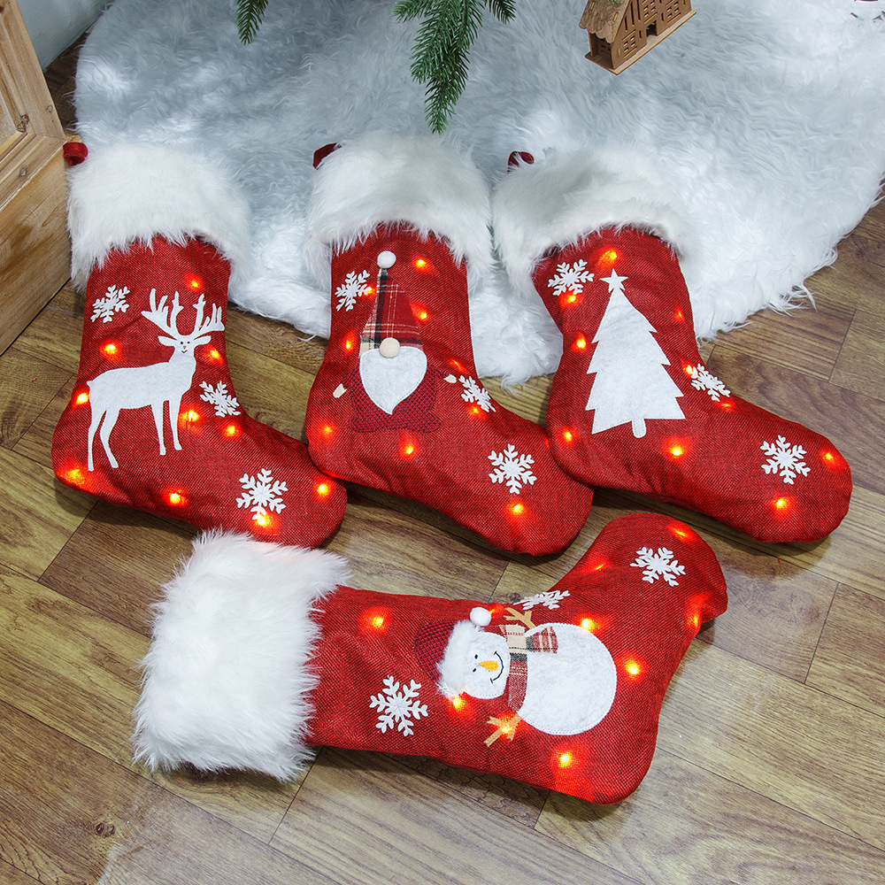 Christmas Socks With Led Light - Christmas Stocking Hanging avaliação e preço