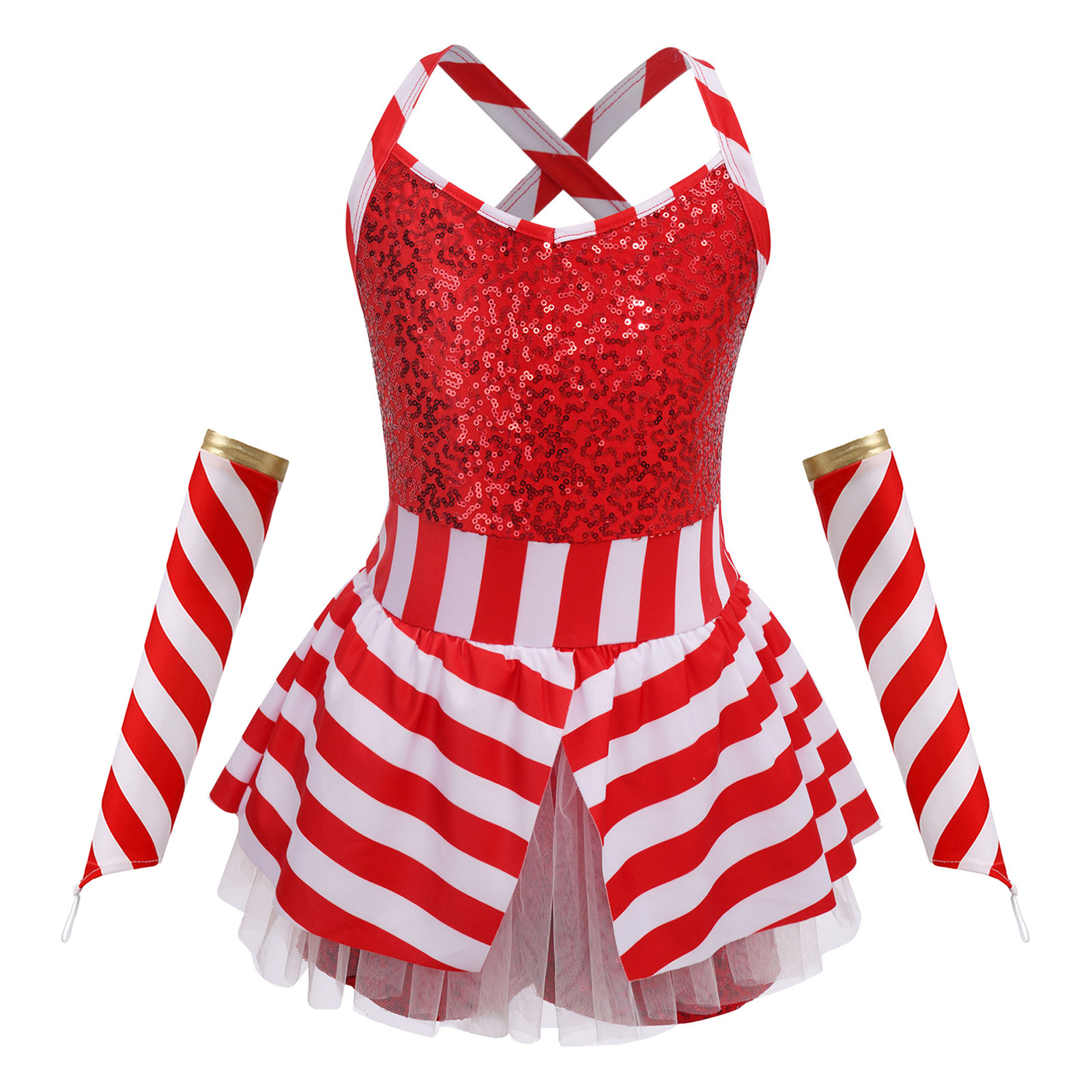 Girls Christmas Candy Cane Dan - Elf Costume Christmas avaliação e preço
