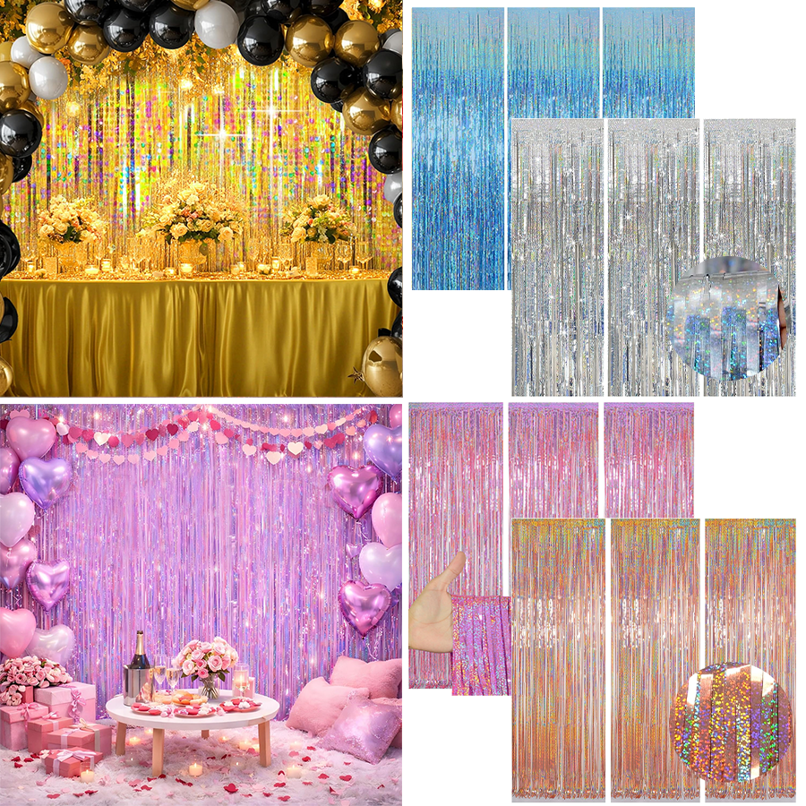 1/2/3Pack Glitter Party Backdr - Tinsel Garland Decoration avaliação e preço