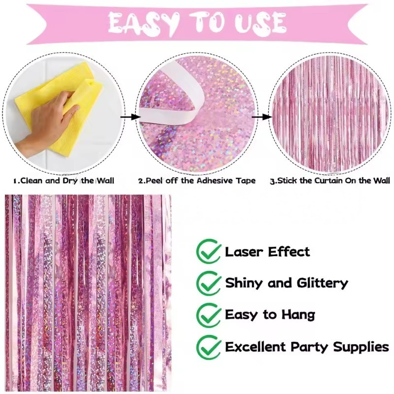 1/2/3Pack Glitter Party Backdr - Tinsel Garland Decoration avaliação e preço