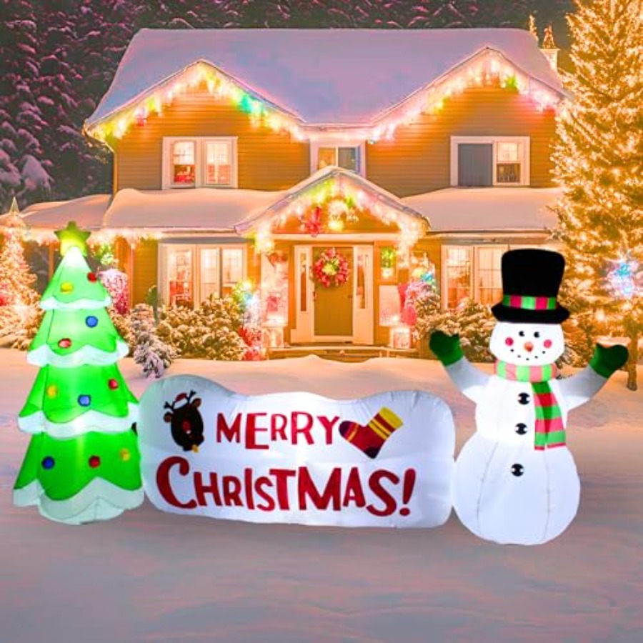 10FT Inflatable Snowman with T - Christmas Lights Outdoor avaliação e preço