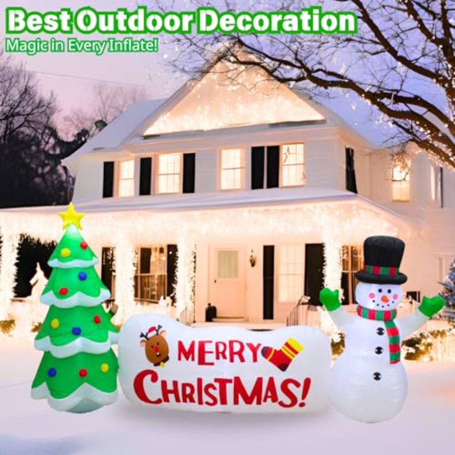 10FT Inflatable Snowman with T - Christmas Lights Outdoor avaliação e preço