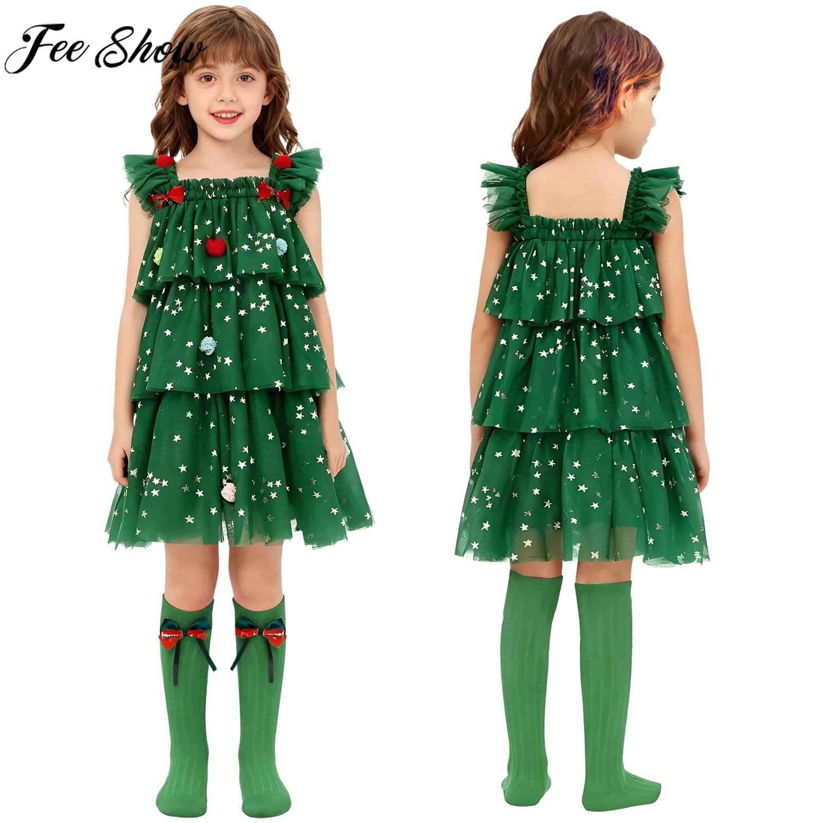 Toddler Girls Christmas Tree E - Elf Costume Christmas avaliação e preço