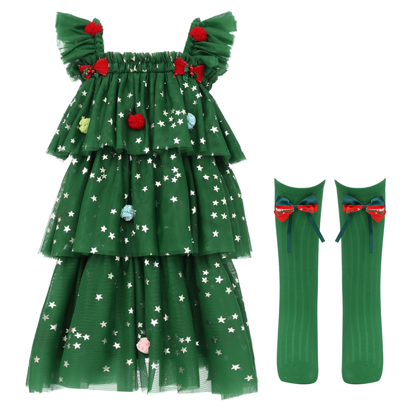 Toddler Girls Christmas Tree E - Elf Costume Christmas avaliação e preço
