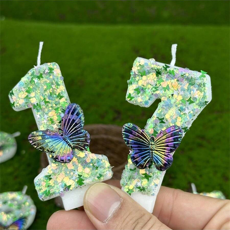 1Pc Green Sequins Number 0-9 B - Holiday Candle Set avaliação e preço