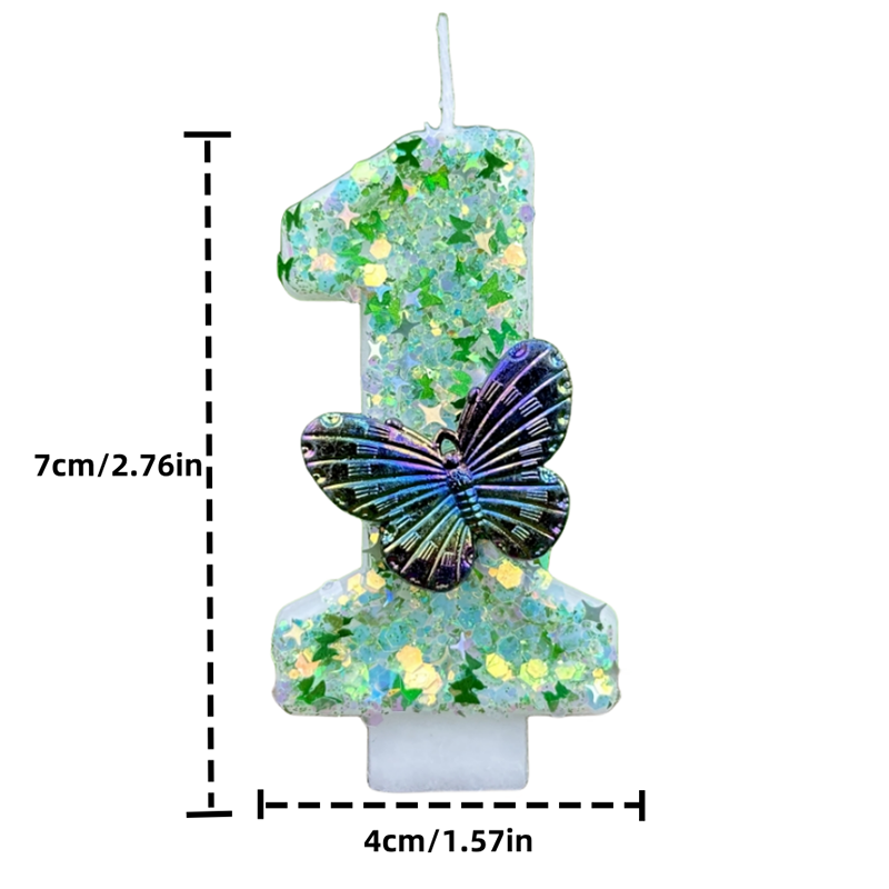 1Pc Green Sequins Number 0-9 B - Holiday Candle Set avaliação e preço