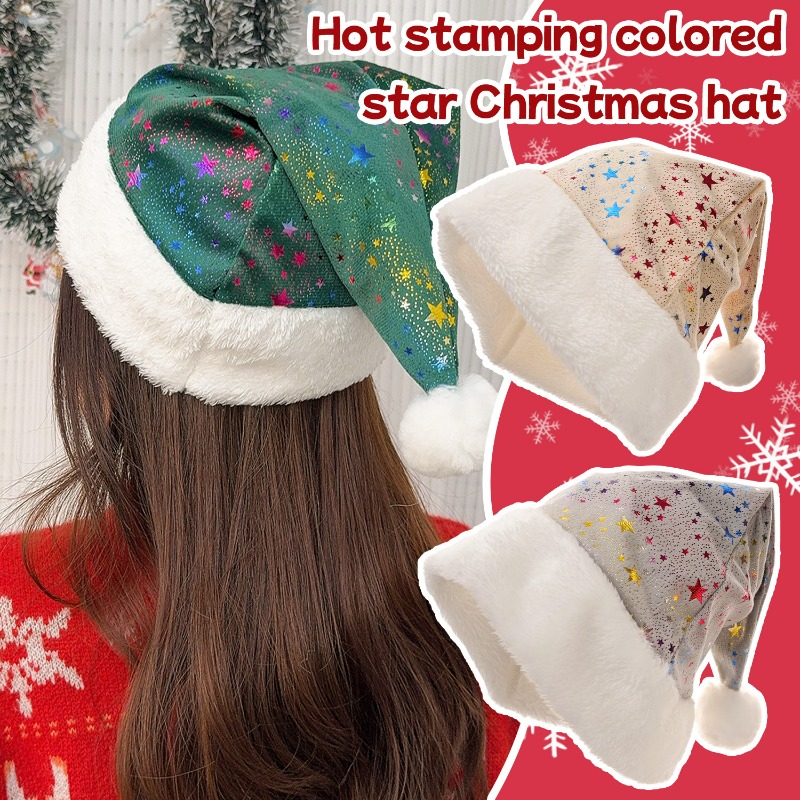 1-10Pcs Christmas Hat Warm Red - Santa Hat Plush avaliação e preço