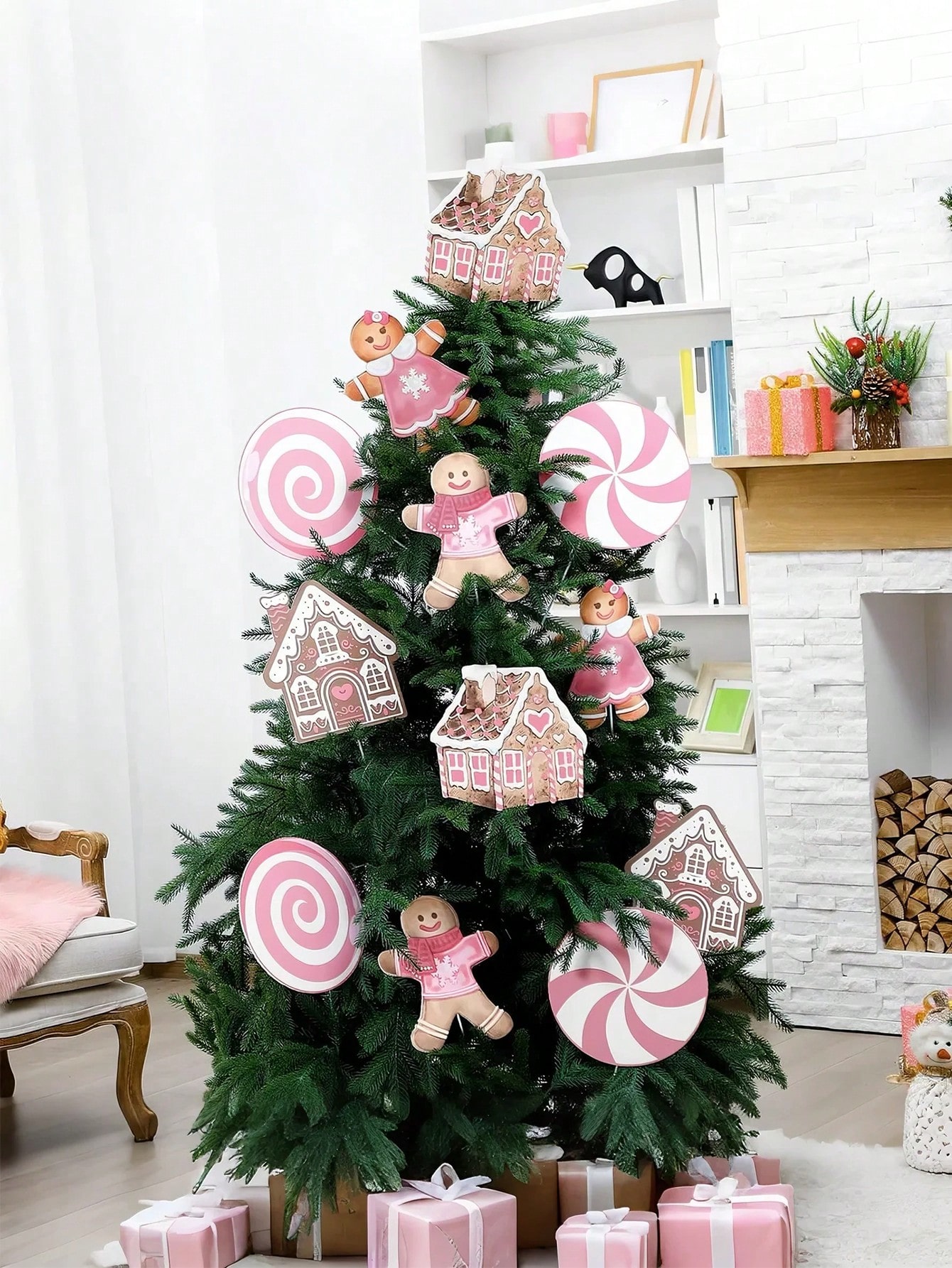 2/6Pcs Large Pink Candy Ginger - Star Tree Topper avaliação e preço