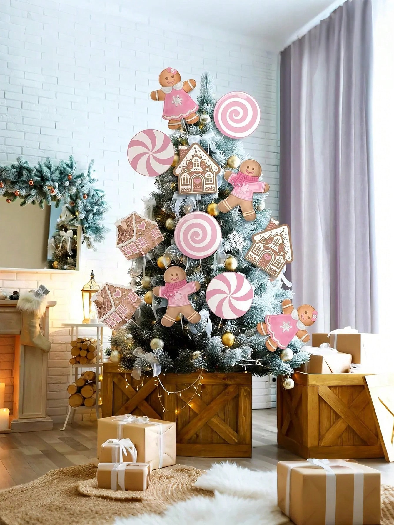 2/6Pcs Large Pink Candy Ginger - Star Tree Topper avaliação e preço