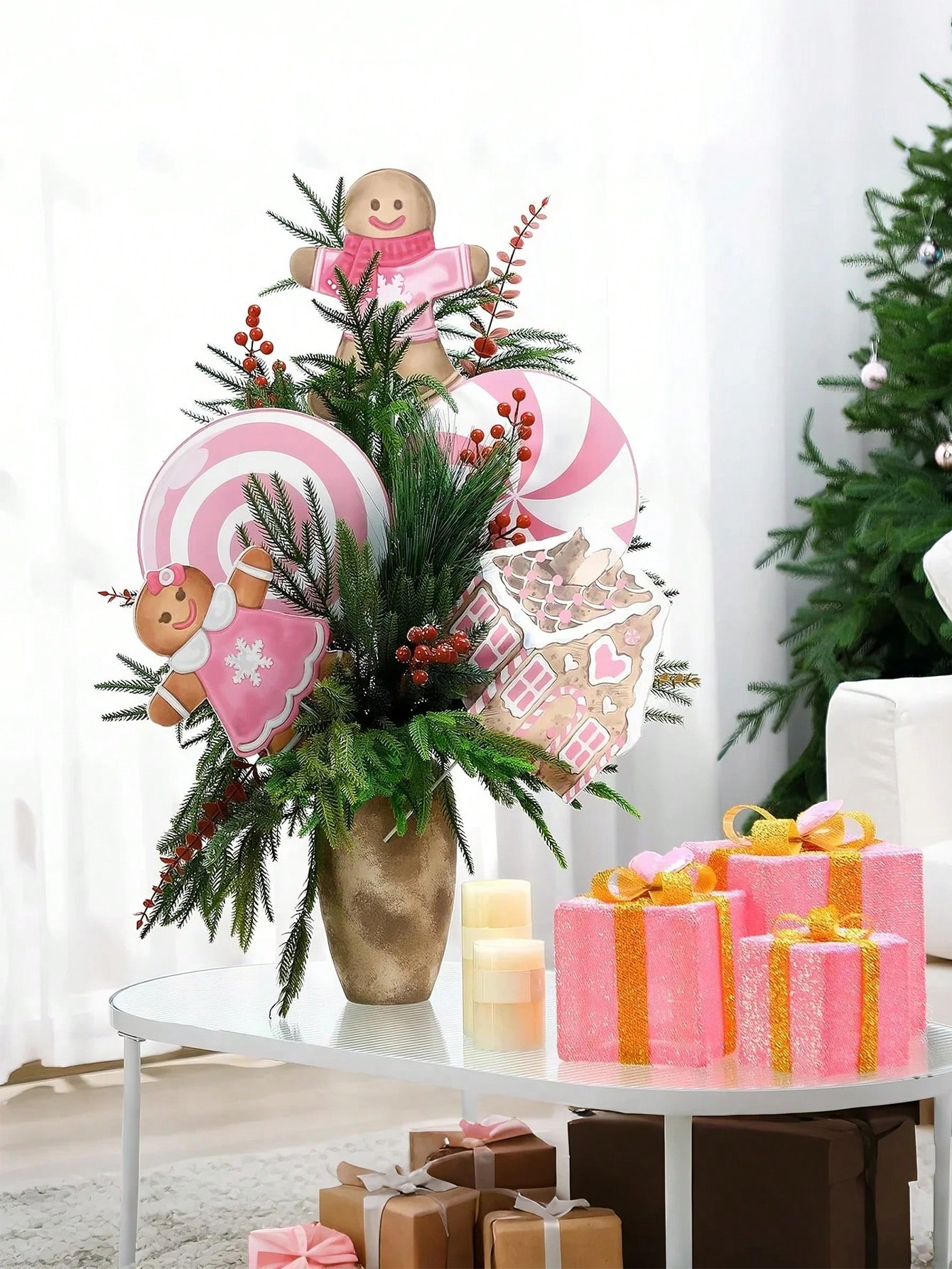 2/6Pcs Large Pink Candy Ginger - Star Tree Topper avaliação e preço