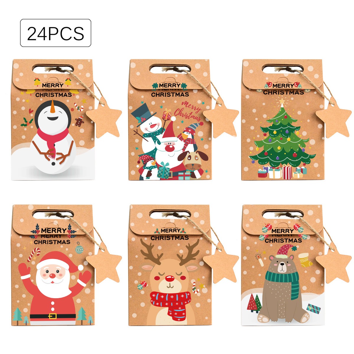 6/12/24Pcs  Christmas Kraft Pa - Advent Calendar Gift avaliação e preço