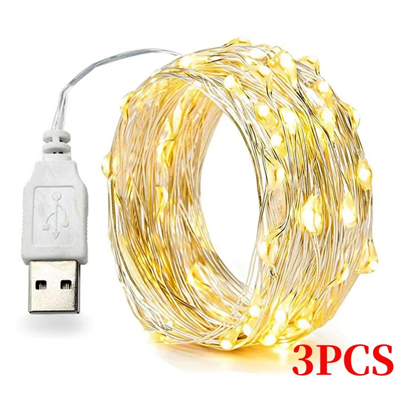 3PCS 5/10/20M Copper Wire LED  - Led Fairy String Lights avaliação e preço