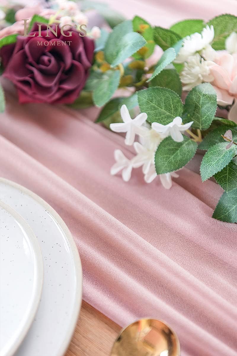 Beige Table Runner Chiffon Tab - Christmas Table Runner avaliação e preço