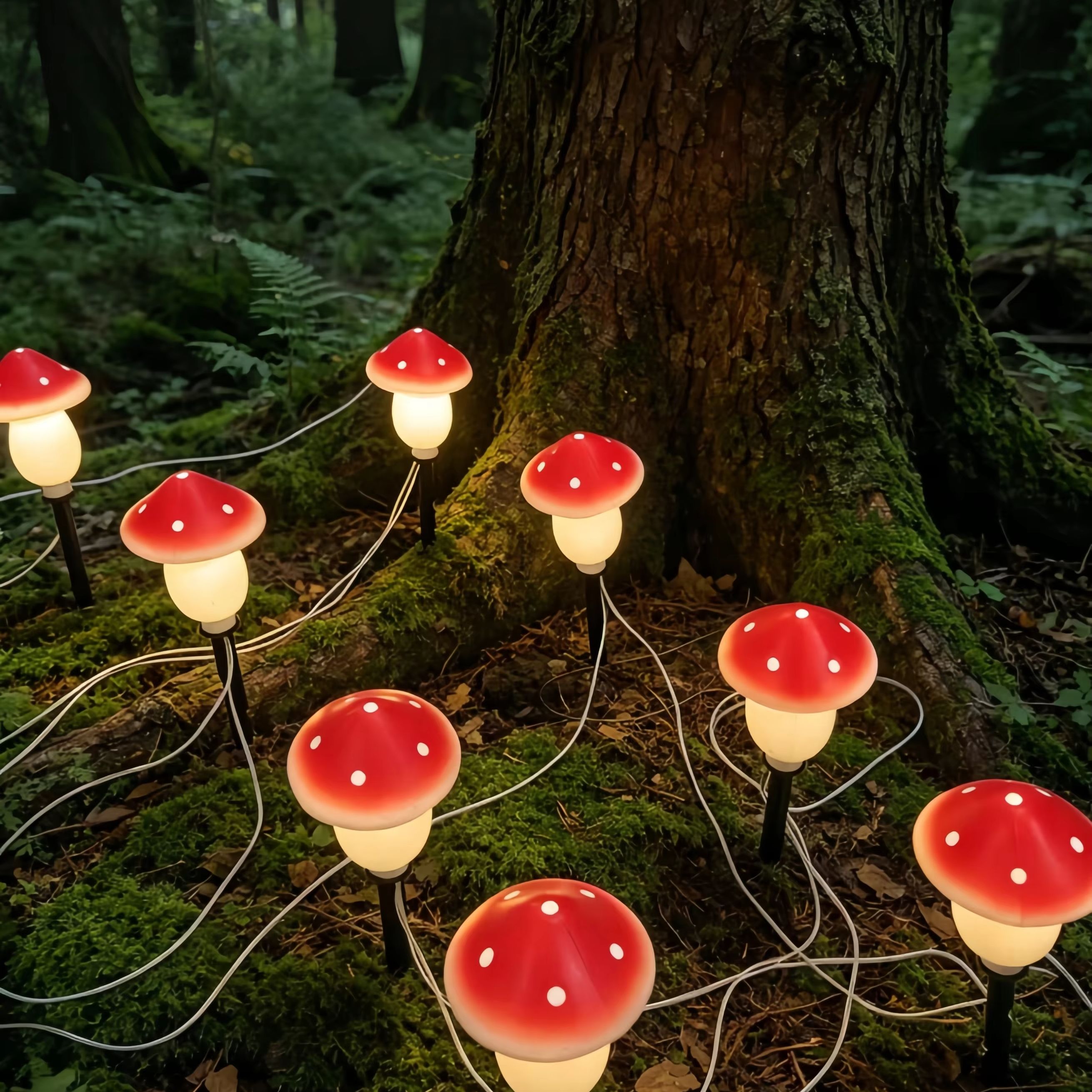 Solar Mushroom String Lights W - Christmas Lights Outdoor avaliação e preço